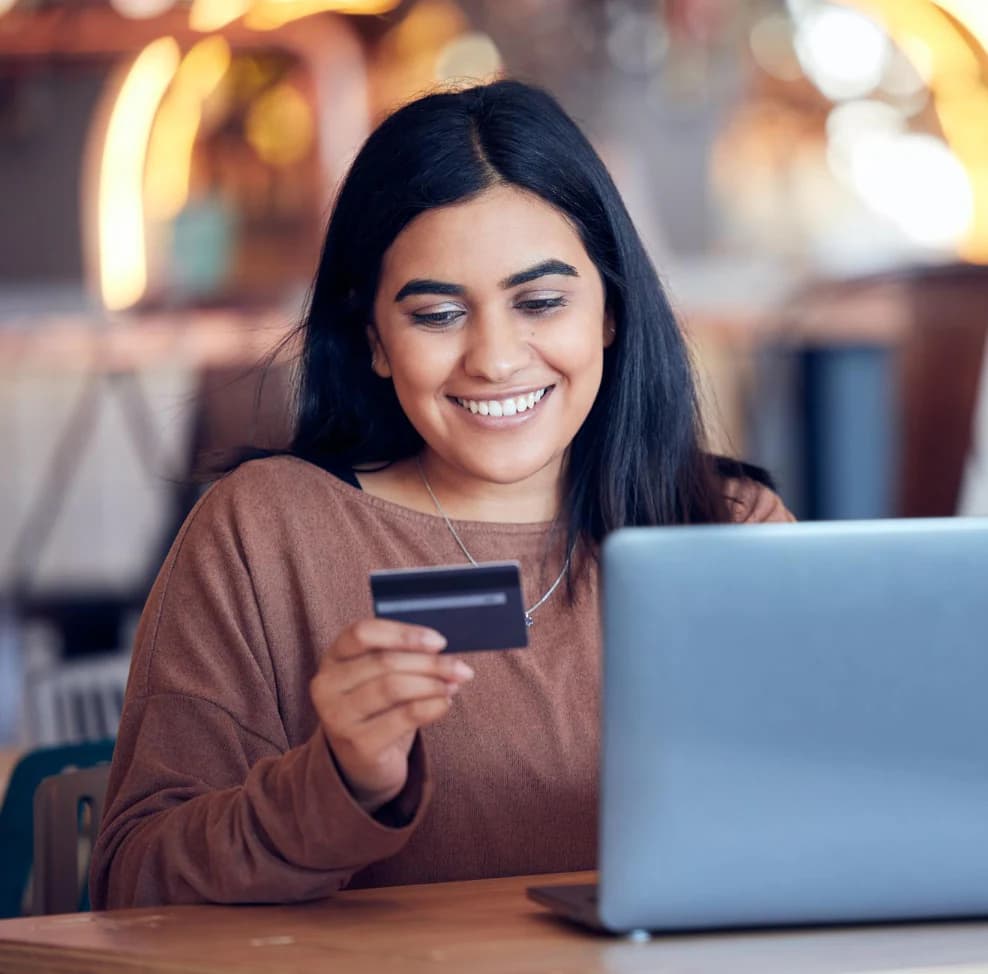 Customer making an online bill payment with a card