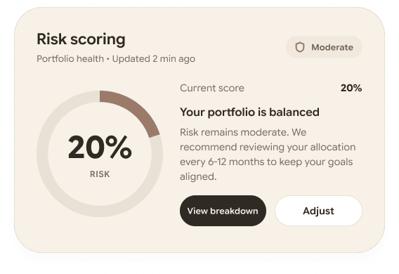 Risk scoring control showing configurable portfolio risk levels