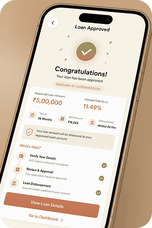 Personal loan approval screen on mobile